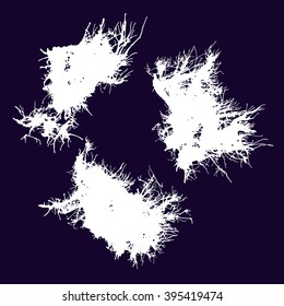 Vector spray paint. White blots on a dark blue background. Design elements and decorations. Grunge texture