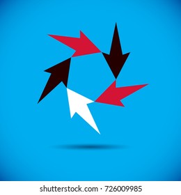 Flecha de propagación del vector. Logotipo conceptual del éxito empresarial. Tendencia de desarrollo de la empresa.