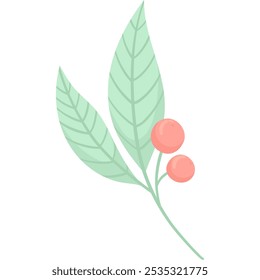 Vektorfeder aus roten Wildbeeren einzeln auf weißem Hintergrund. Vektorgrafik eines Zweiges von Preiselbeere, Preiselbeere, Preiselbeere im flachen Stil