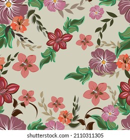 Vector spring abstract background flowers seamless pattern