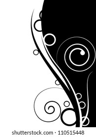 Vector spring autumn abstract background with floral elements and waves