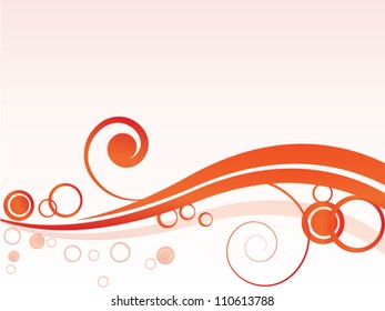 Vector spring autumn abstract background with floral elements and waves