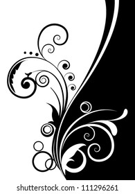 Vector spring autumn abstract background with floral elements and waves