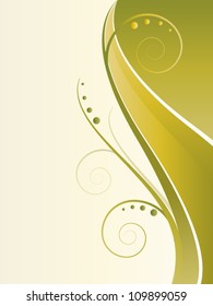 Vector spring autumn background with waves and floral elements