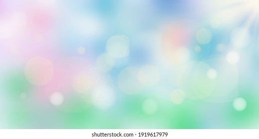Vector spring background. Bokeh effect, sun rays.