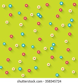 vector spring background with cute cartoon flowers
