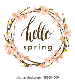 Vector spring background with flowering branches.