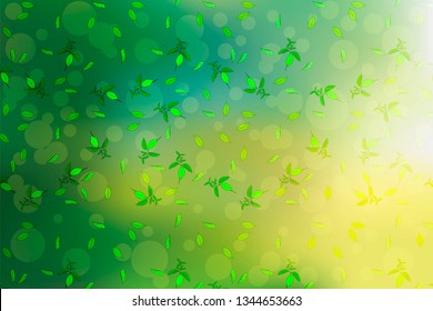 Vector spring background with leaves. Forest banner.