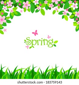 Vector spring background with pink blossom