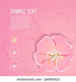 Vector spring background with pink blossom. 