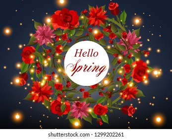 Vector spring background. Spring time.Falling petals. Colorful spring background with beautiful flowers. Vector illustration