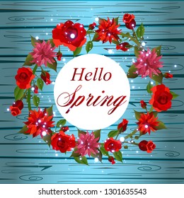 Vector spring background. Spring time.Falling petals. Colorful spring background with beautiful flowers. Vector illustration