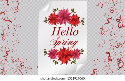 Vector spring background. Spring time.Falling petals. Colorful spring background with beautiful flowers. Vector illustration