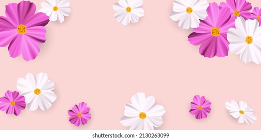 vector spring banner background colorful paper cut flower element vector illustration