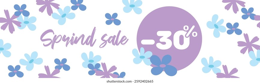 Vector spring banner, discount banner. Seamless pattern on the theme of spring. For designing business cards, banners, publications on social networks.