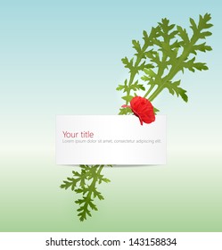 Vector spring banner with poppy leaves and flowers