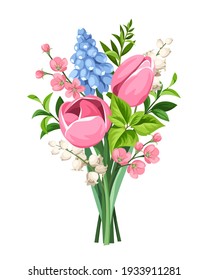 Ramo vectorial primavera tulipanes