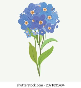 Vector spring bouquet with tender blue flowers