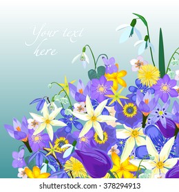 Vector spring card with flowers