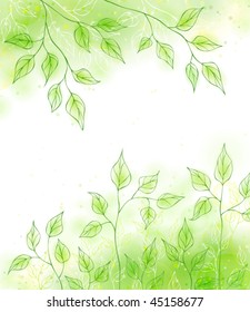 Vector spring card with green foliage