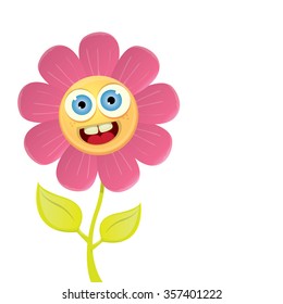vector spring cartoon flowers isolated on white background. vector illustration