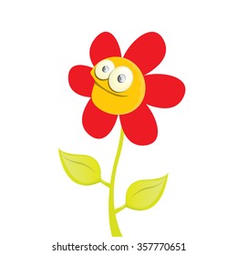 vector spring cartoon flowers isolated on white background. vector illustration