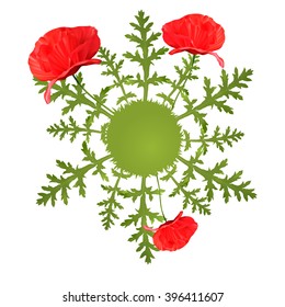 Vector spring circular background with poppy