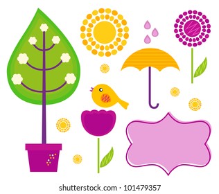 Vector spring design elements isolated on white