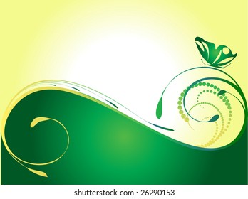 Vector - spring design with swirls and butterflies