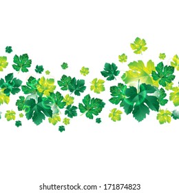 Vector spring elegant background. Seamless leaves.