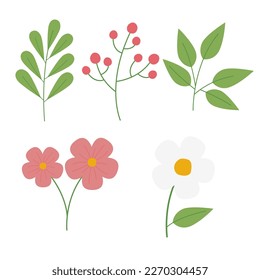 vector spring elements collection flowers