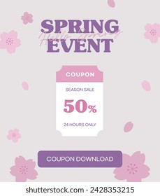 vector spring event banner. coupon event. 