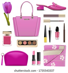 Vector Spring Female Accessories isolated on white background