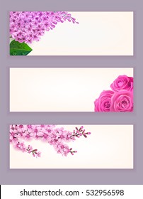 Vector spring floral banner or flyers template with empty place for your text 