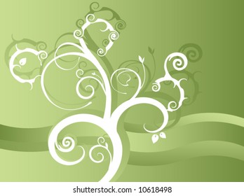 Vector spring floral green background