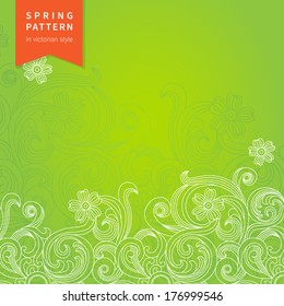 Vector spring floral pattern in Victorian style. Element for design. Ornamental background. It can be used for decorating of wedding invitations, greeting cards, decoration for bags and clothes.
