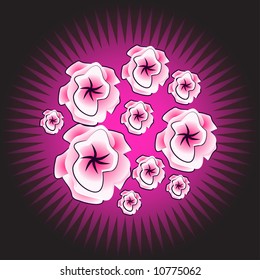 vector spring flower on pink orbs