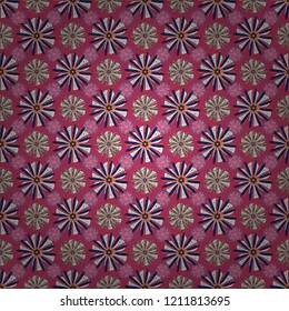 Vector spring flower seamless pattern in blue, yellow and brown colors. This design can be used for packaging cosmetics, perfumes, greeting or wedding background.