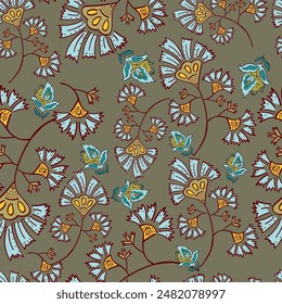 Vector spring flower seamless pattern with succulents. Elegant tender design for natural cosmetics, perfume, florist shop. Can be used as greeting, wedding background.Best for fabric. Flowers texture.