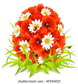 Vector spring flowers in the shape of Easter egg