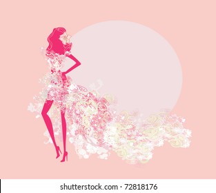 vector spring girl