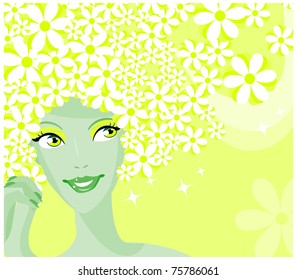 vector spring girl