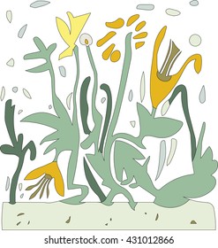 Vector spring grass with flowers (Can be used as texture for cards, invitations, DIY projects, web sites or for any other design) 
