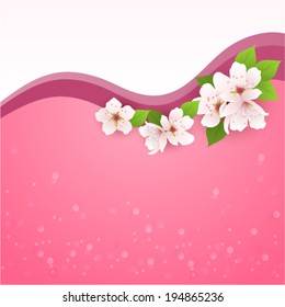 vector spring greeting card with cherry flowers 