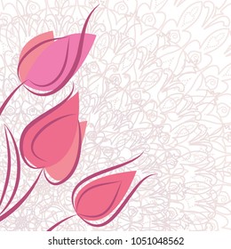 Vector spring greeting card template with space for text. Happy Mother's Day. Happy birthday. Happy Women's Day.