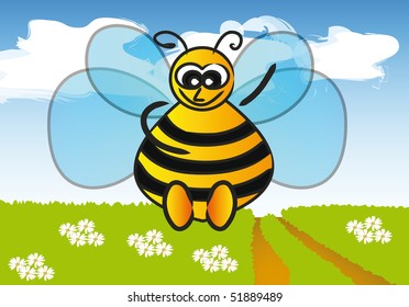 vector spring is here - little happy bee