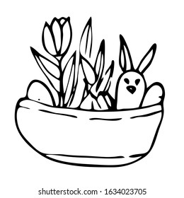 
Vector spring illustration in doodle style. Easter, Floral Arrangements