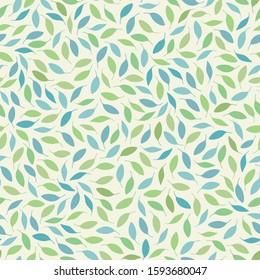 Vector spring leaves seamless repeat pattern background.