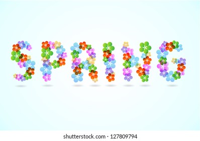 Vector spring lettering illustration made from colorful flowers