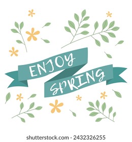 Vector spring lettering for stickers, postcards, banners or posters Hello spring! Floral springtime hand drawn prints design.